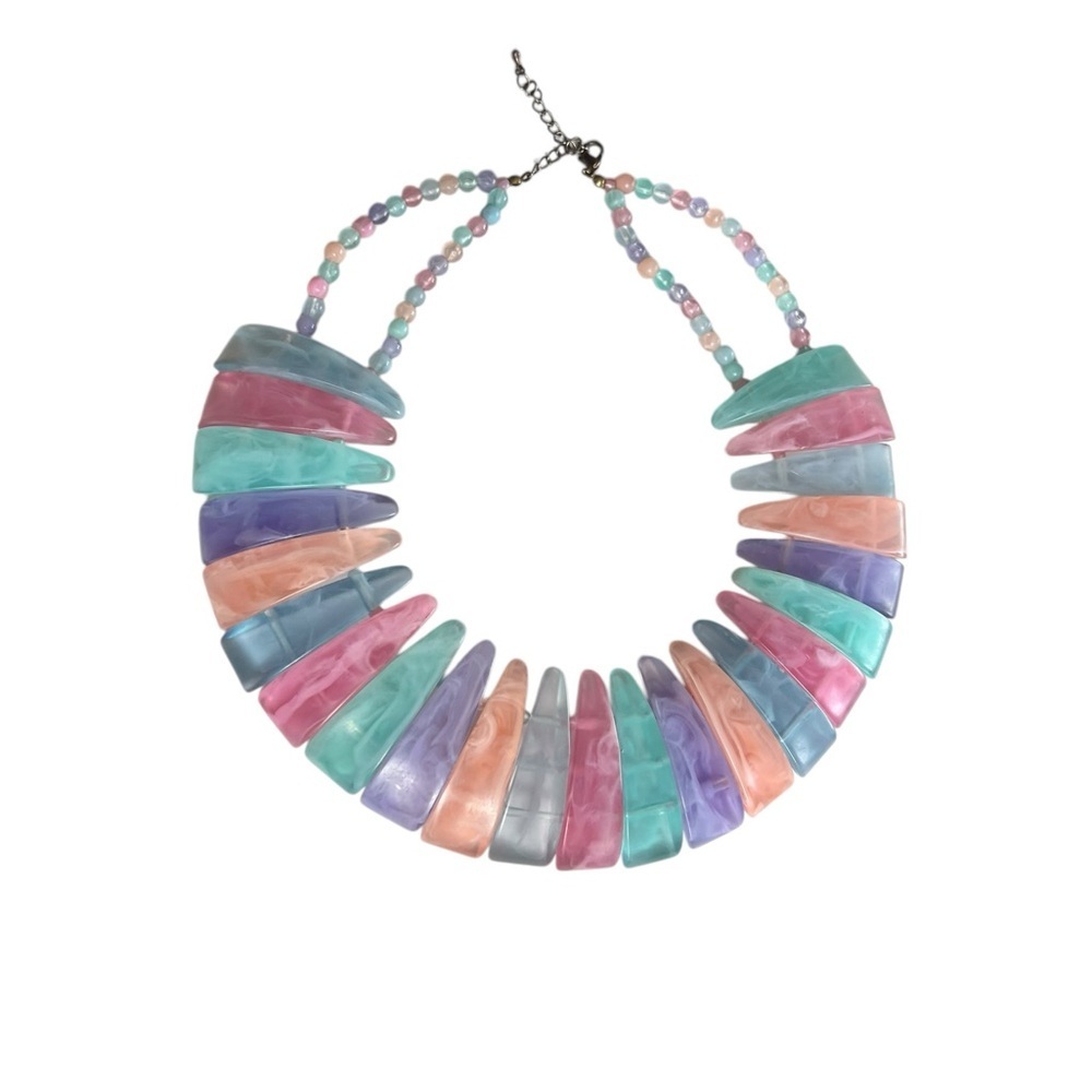 Vintage Chunky Statement Necklace Pastel Retro 90s 80s Adjustable